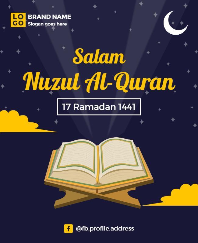 Elegant Dark Ramadan Nuzul Al-Quran Celebration Poster Template