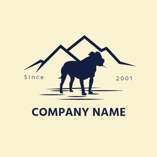 Elegant Dark Silhouette of a Pitbull Against Mountain Logo Template