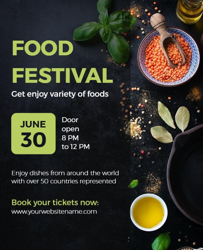 Elegant Dark Theme Food Festival Event Poster Template