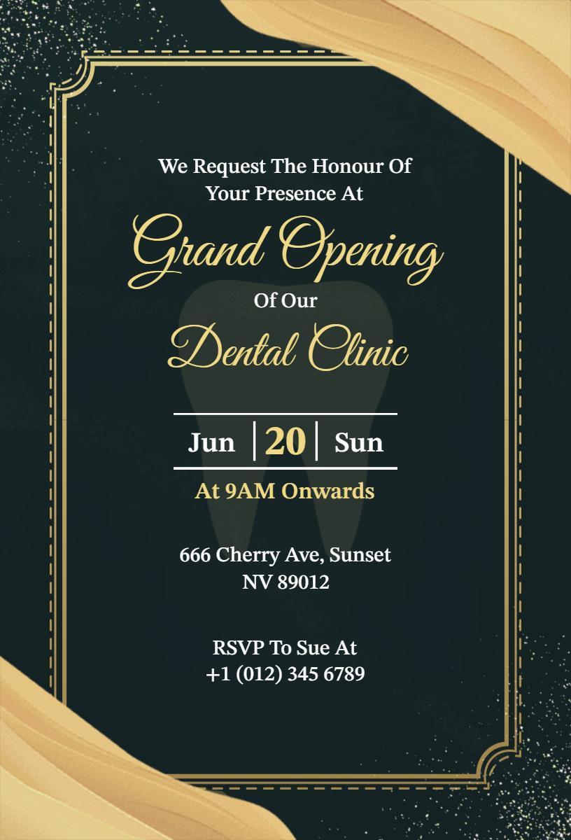 Elegant Dental Clinic Grand Opening Celebration Invitation Template