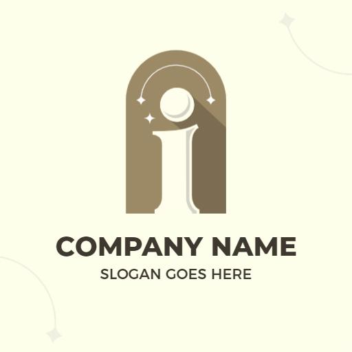 Elegant Design Featuring Stylized I Letter in Beige Logo Template