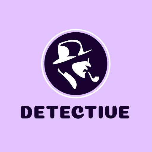 Elegant Detective Silhouette with Pipe on Lavender Background Logo Template