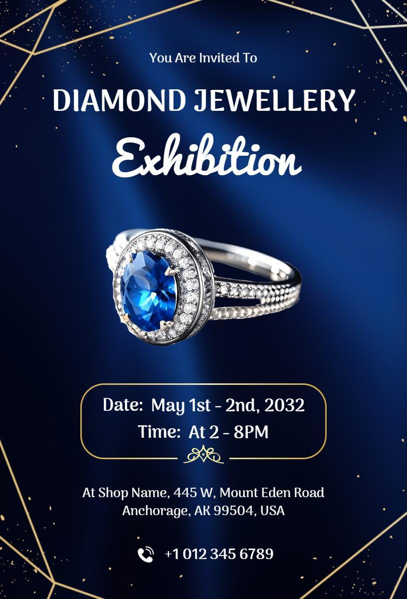 Elegant Diamond Jewellery Exhibition Invitation Template