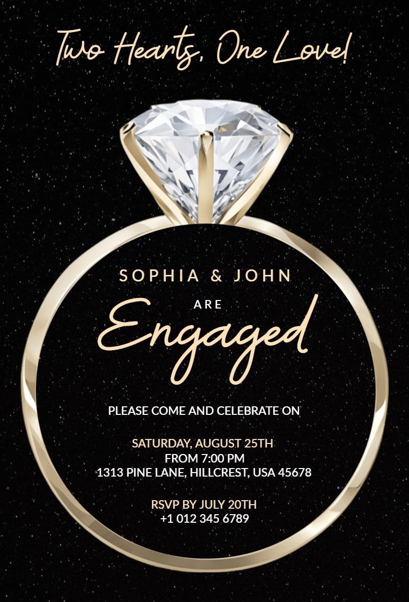 Elegant Diamond Ring Engagement Celebration Invitation Template