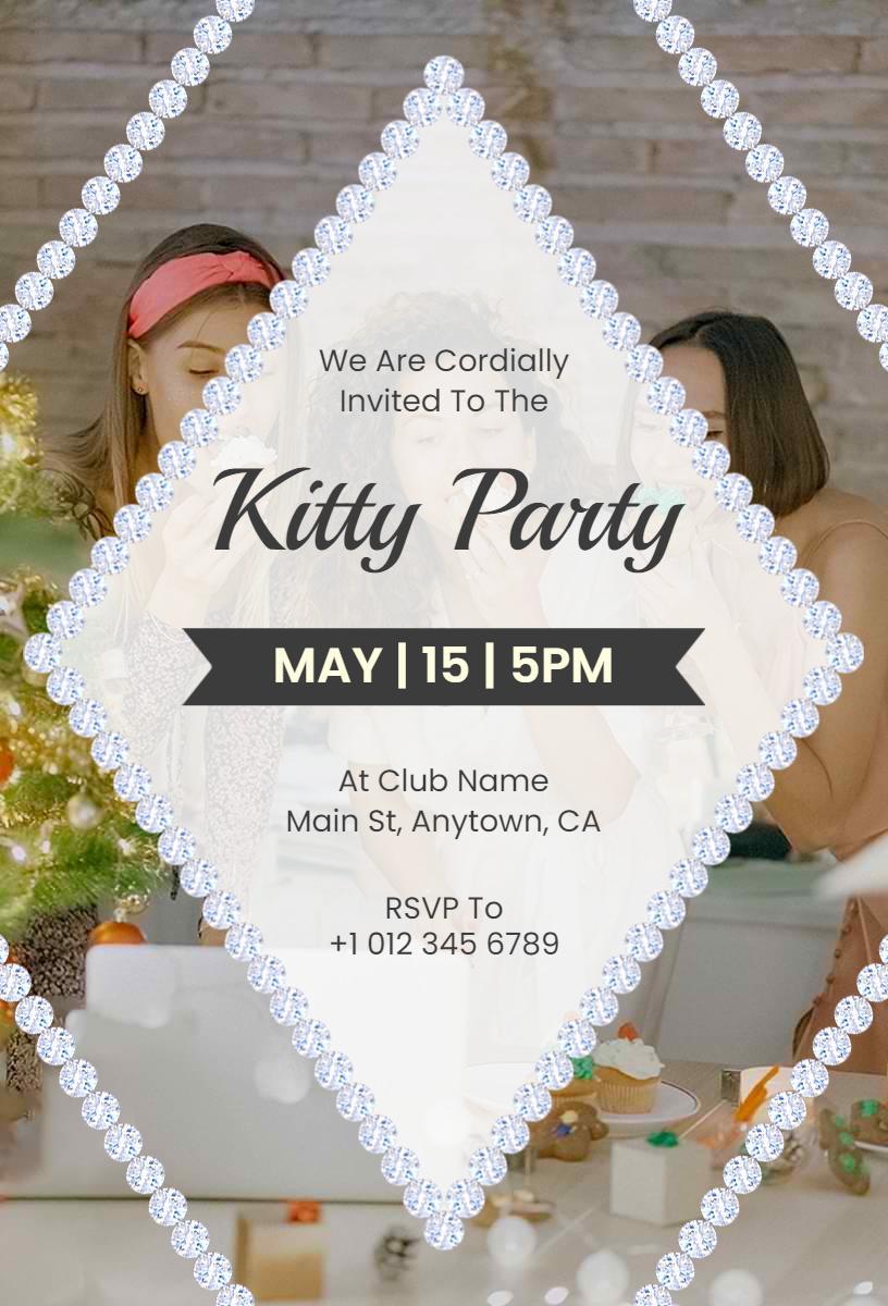 Elegant Diamond Theme Kitty Party Glamour Invitation Template