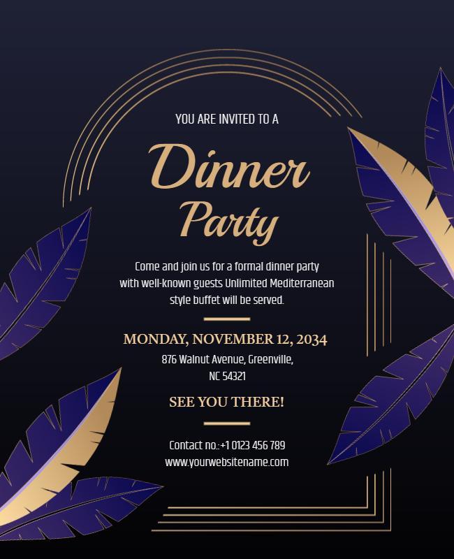 Elegant Dinner Party Invitation Flyer Template