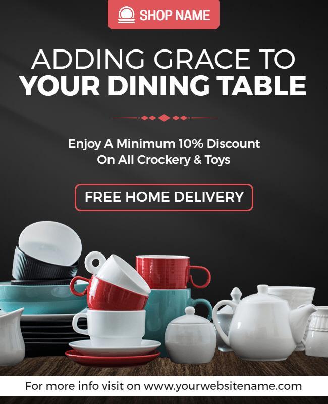 Elegant Discount Promotion for Dining Table Decor Poster Template