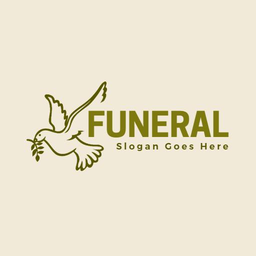 Elegant Dove with Olive Branch Representing Peaceful Funeral Logo Template