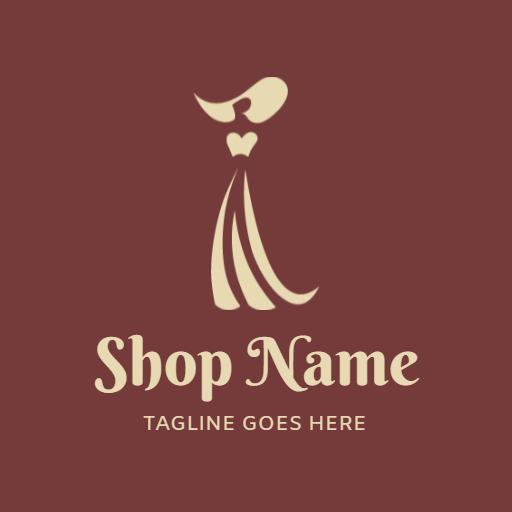 Elegant Dress Design in Rich Burgundy for Boutique Logo Template