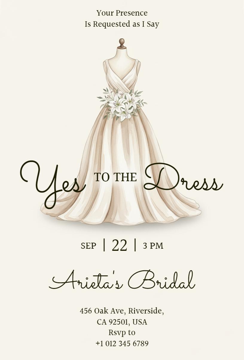 Elegant Dress Theme Bridal Shower Celebration Invitation Template