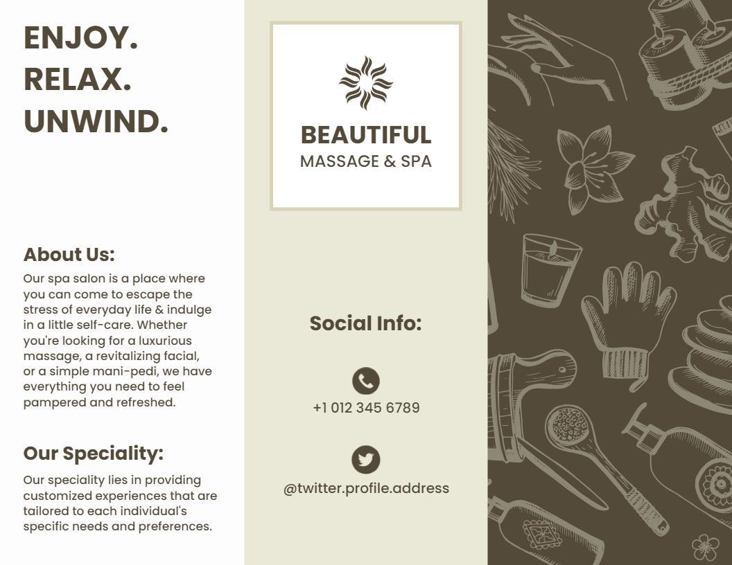 Elegant Earthy Massage and Spa Services Brochure Template