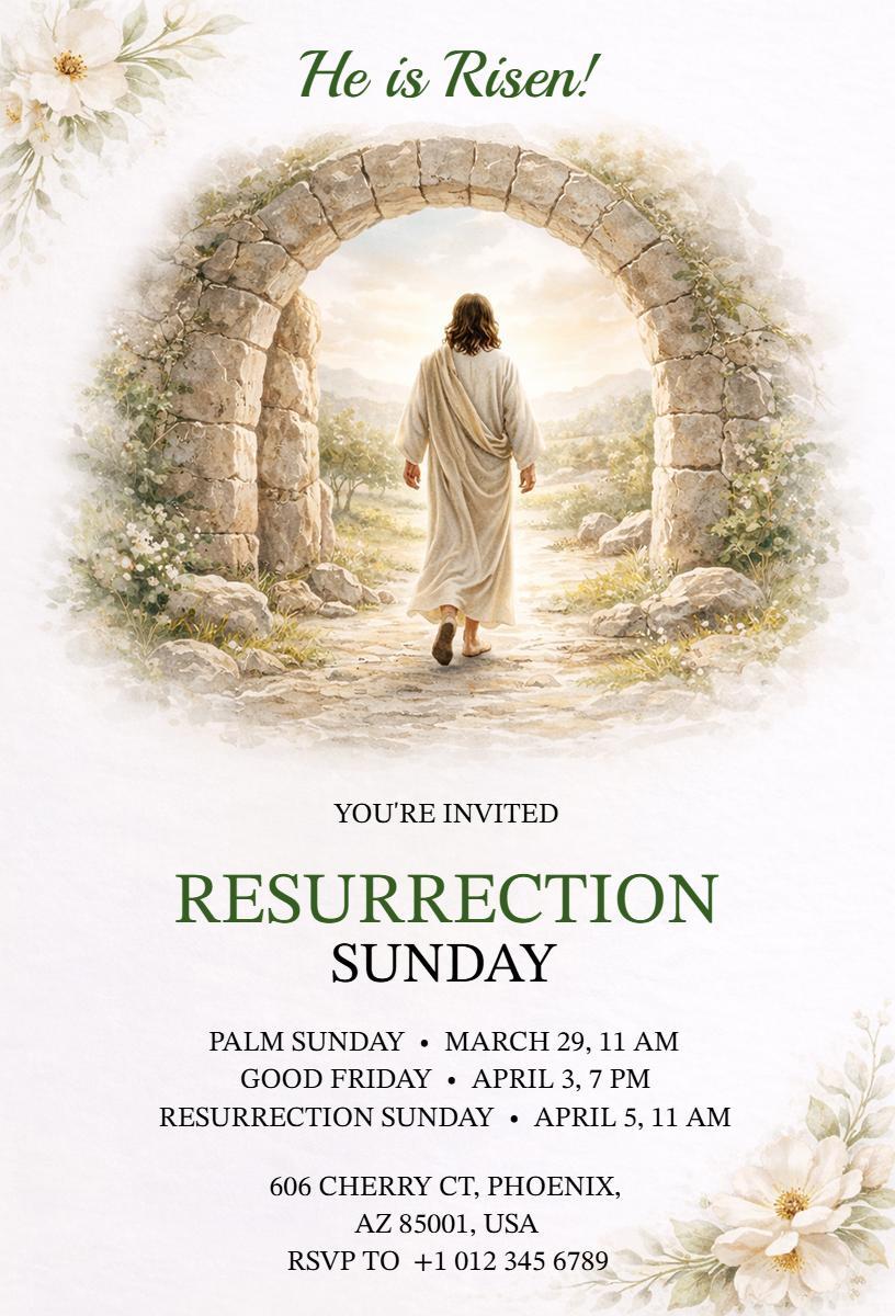 Elegant Easter Resurrection Sunday Church Invitation Template