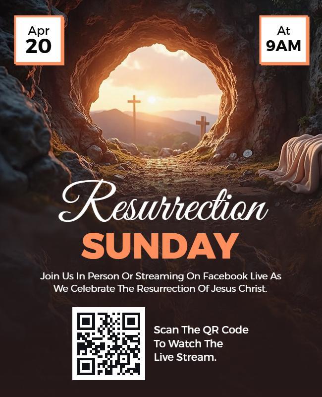 Elegant Easter Theme Resurrection Sunday Worship Service Poster Template