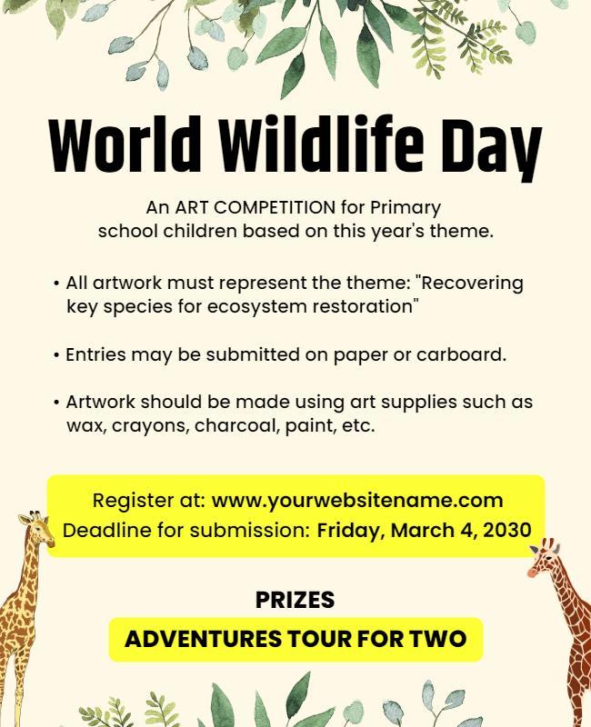 Elegant Eco-Friendly Wildlife Art Competition Poster Template