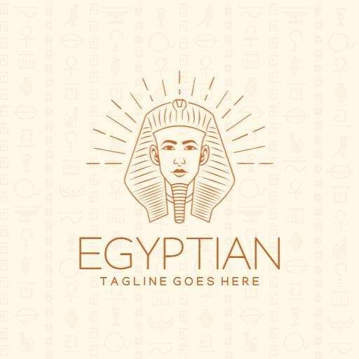 Elegant Egyptian Pharaoh Design with Historical Symbols Logo Template