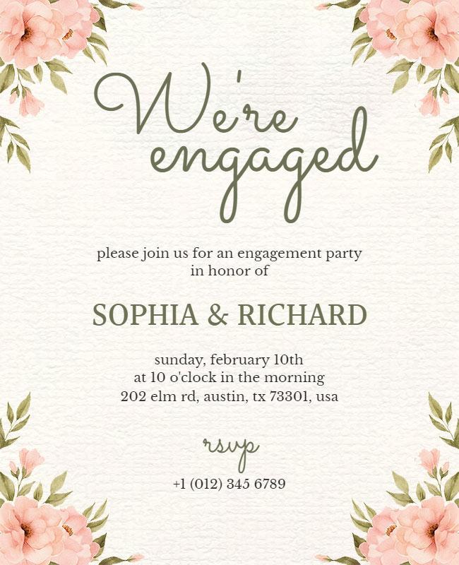 Elegant Engagement Announcement Party Flyer Template