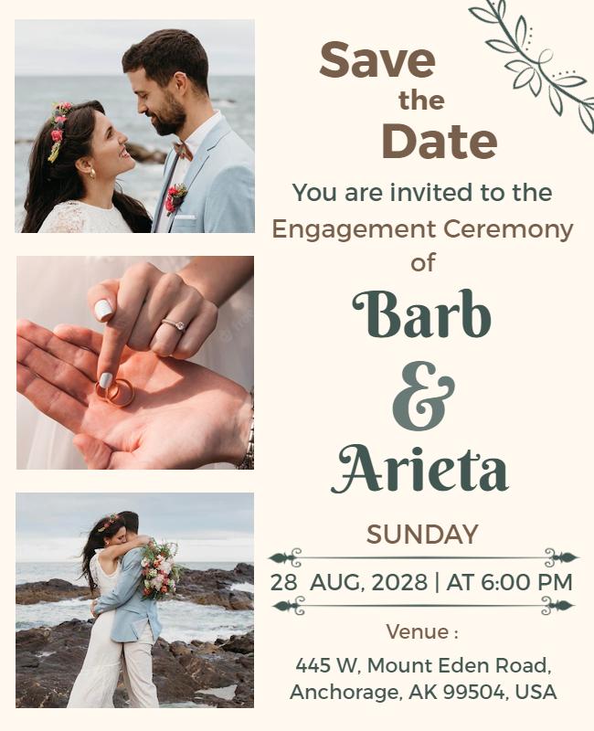 Elegant Engagement Ceremony Invitation Flyer Template