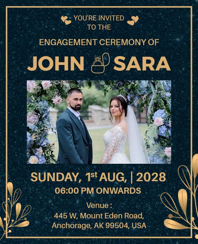 Chic Floral Engagement Ceremony Invitation Flyer Template