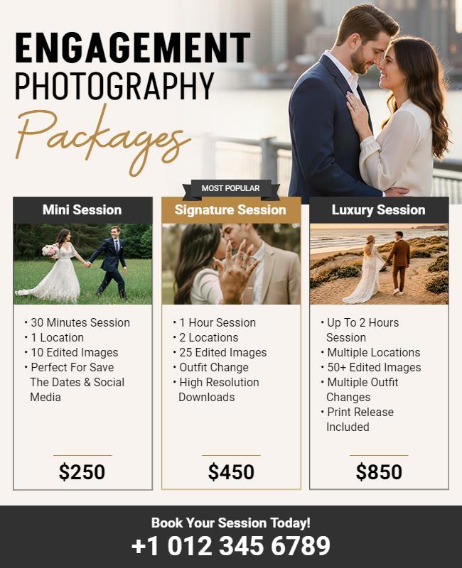 Elegant Engagement Photography Packages Flyer Template