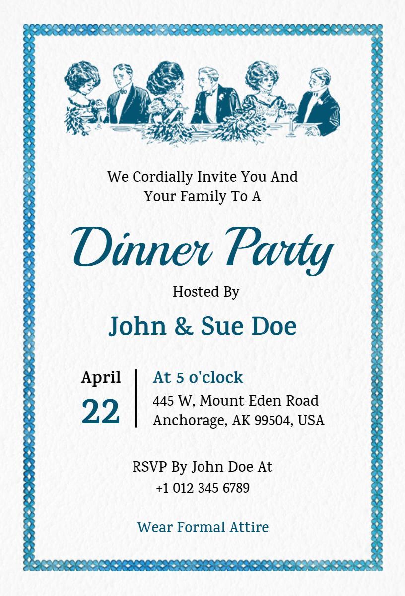 Elegant Evening Formal Dinner Party Invitation Template