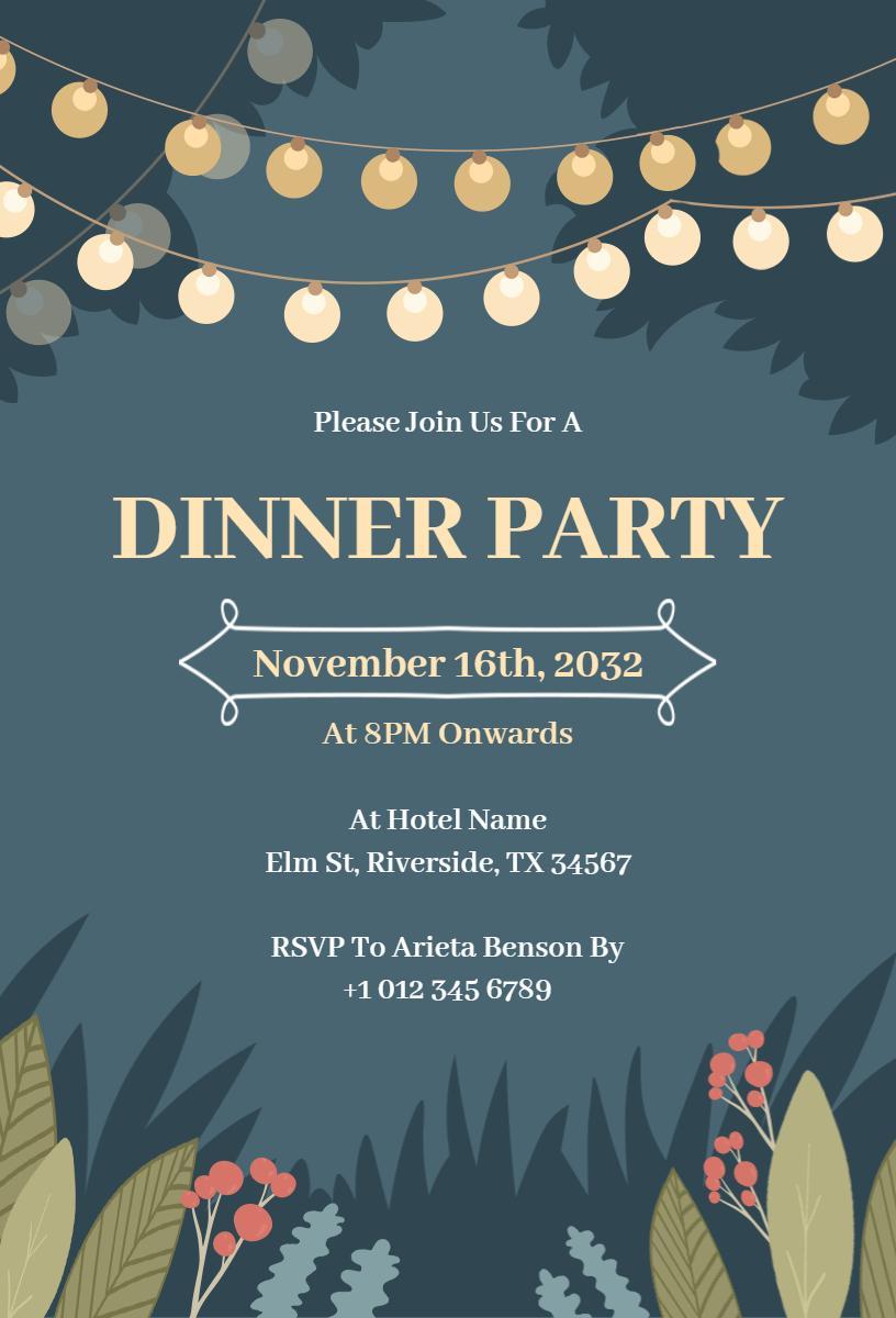 Elegant Evening Garden Dinner Party Invitation Template