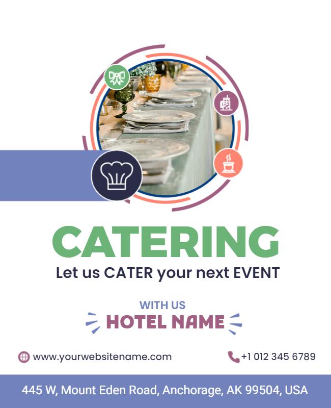 Elegant Event Catering Service with Chef Icon Poster Template