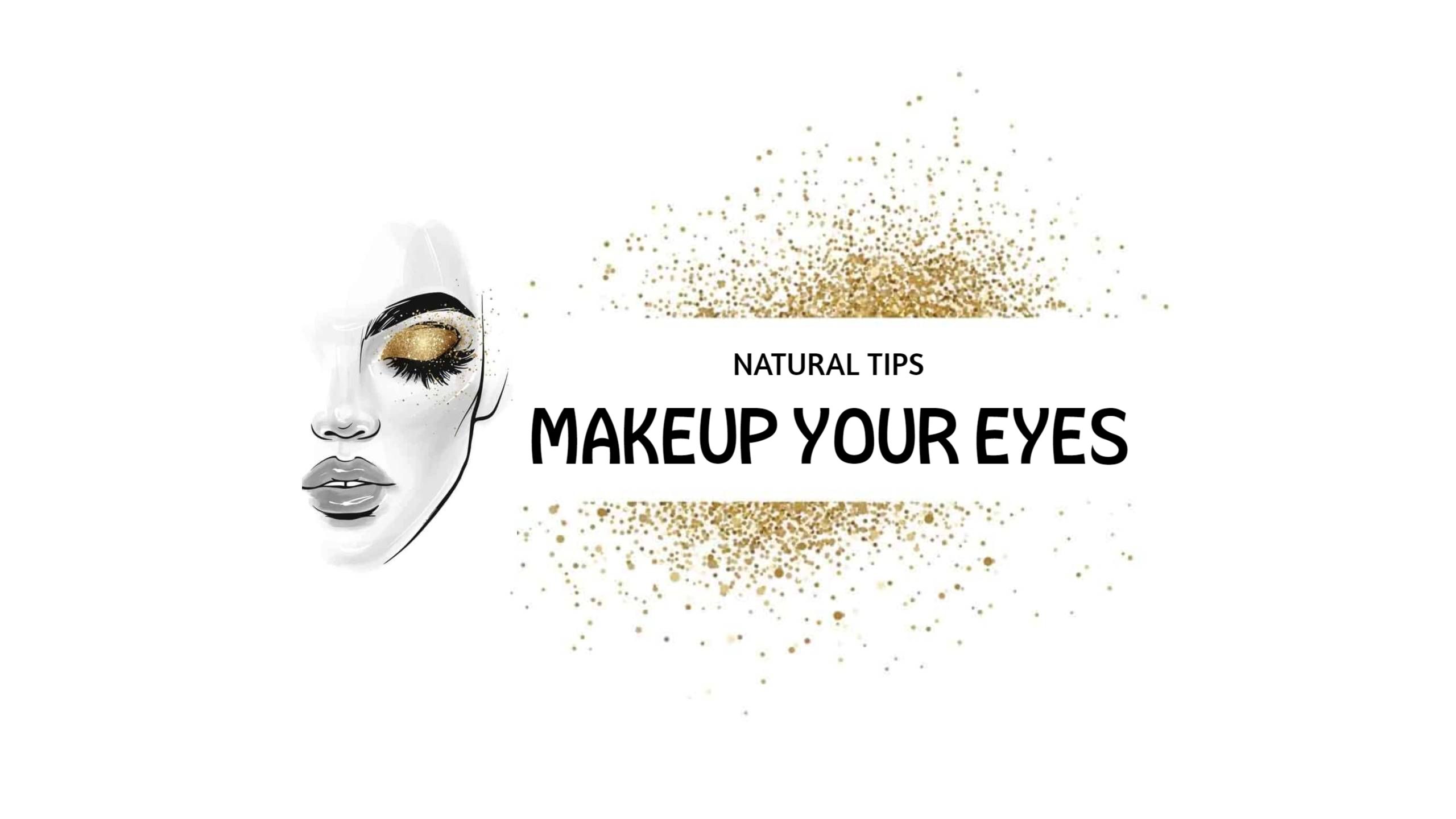 Elegant Eye Makeup Tips with Gold Sparkles YouTube Banner Template