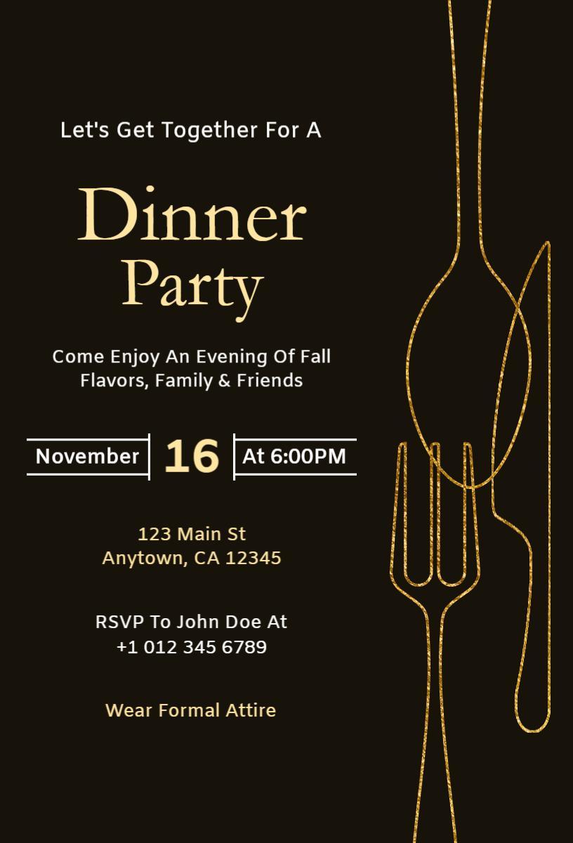 Elegant Fall Flavors Family Dinner Party Invitation Template