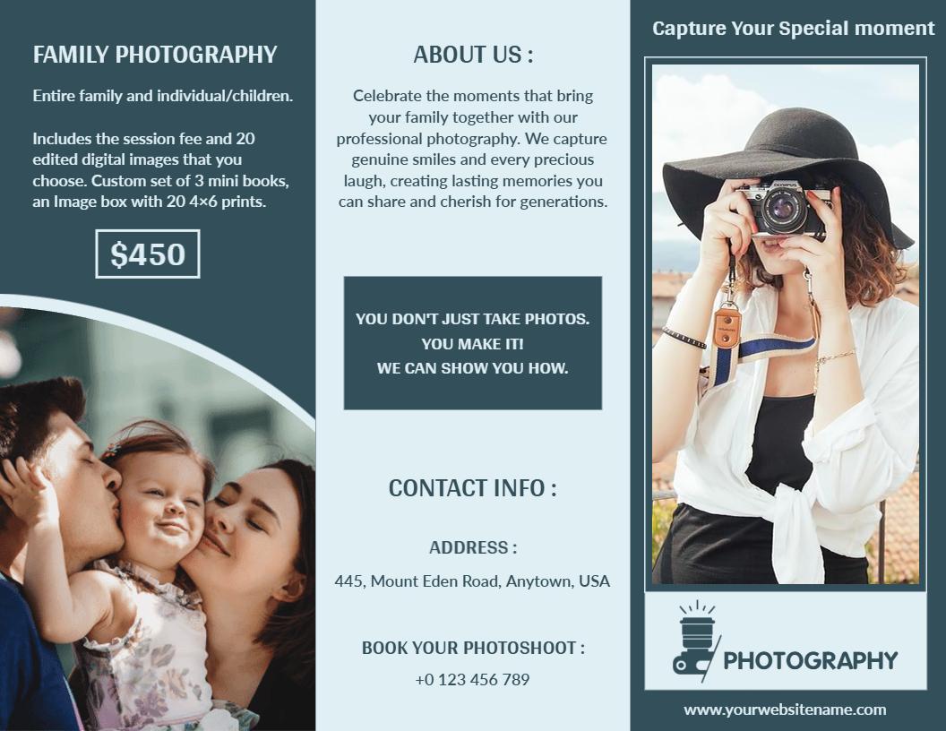 Elegant Family and Child Photography Session Brochure Template