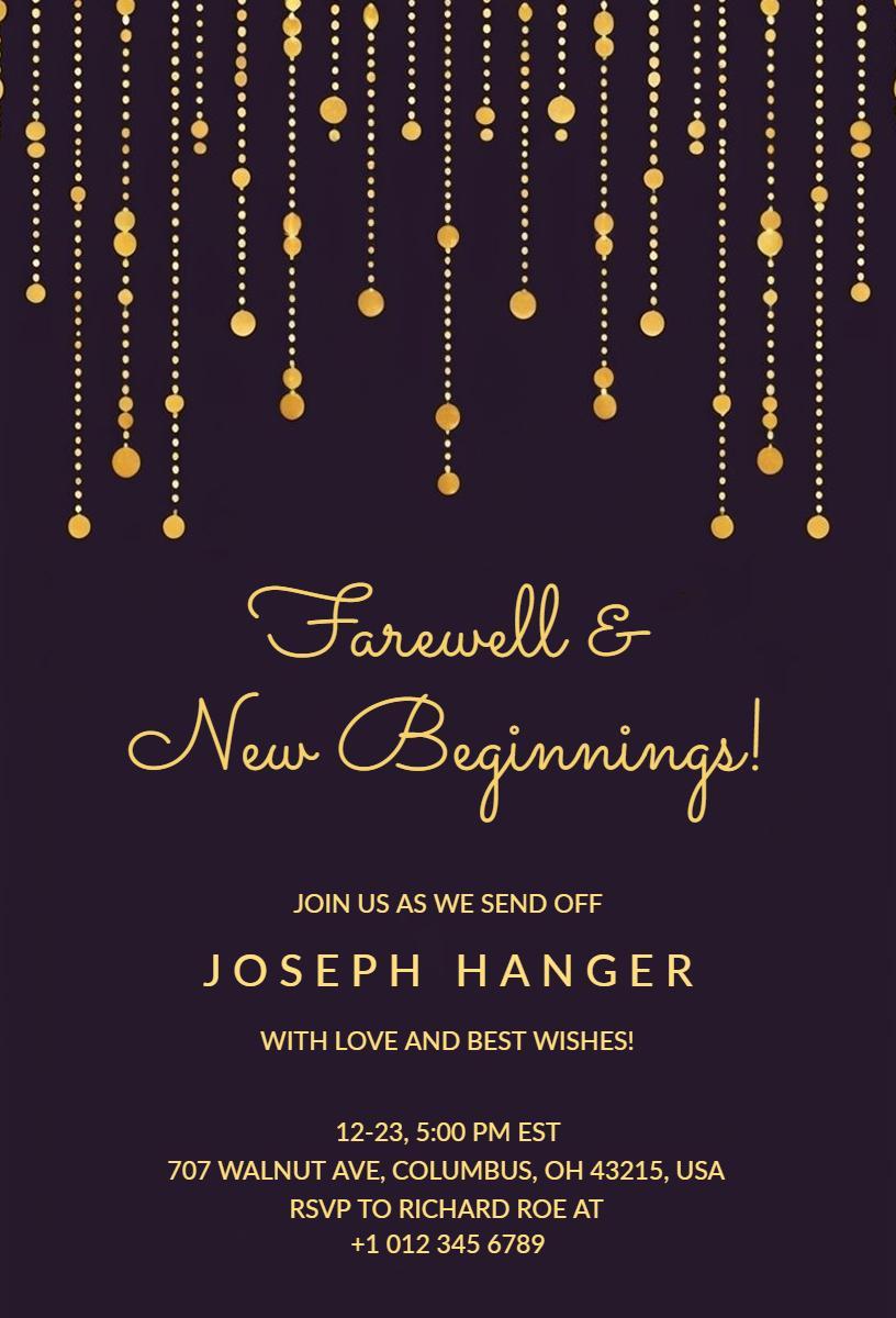 Elegant Farewell Celebration New Beginnings Invitation Template