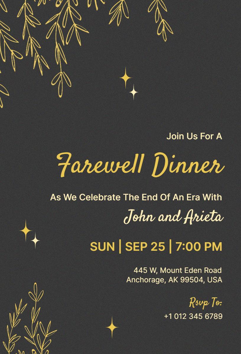 Elegant Farewell Dinner Party Celebration Invitation Template