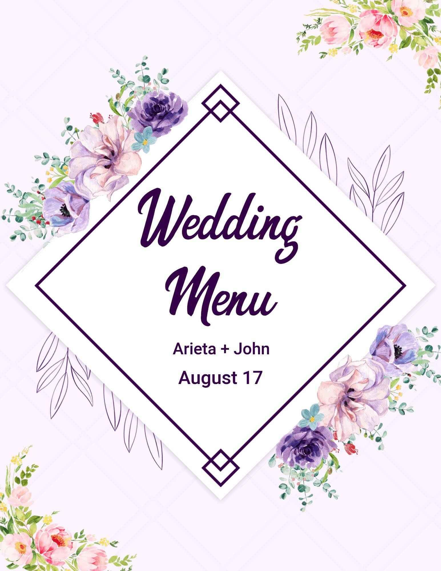 Elegant Farm-to-Table Cuisine with Seasonal Favorites Wedding Menu Template