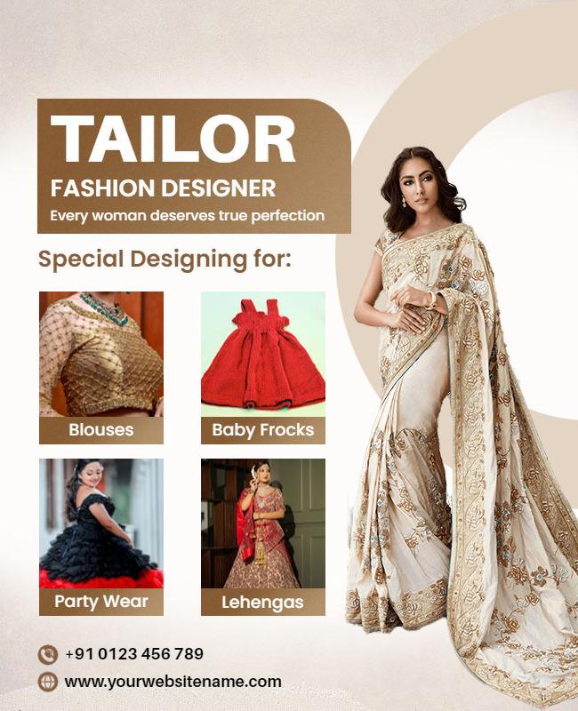 Elegant Fashion Designer Tailoring Services Poster Template