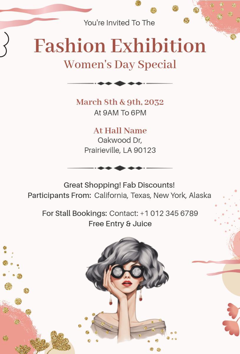 Elegant Fashion Exhibition Women's Day Celebration Invitation Template