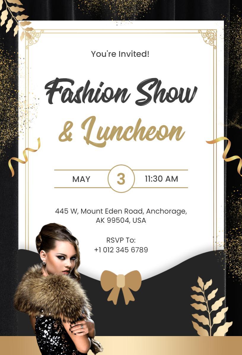 Elegant Fashion Show Luncheon Gathering Invitation Template