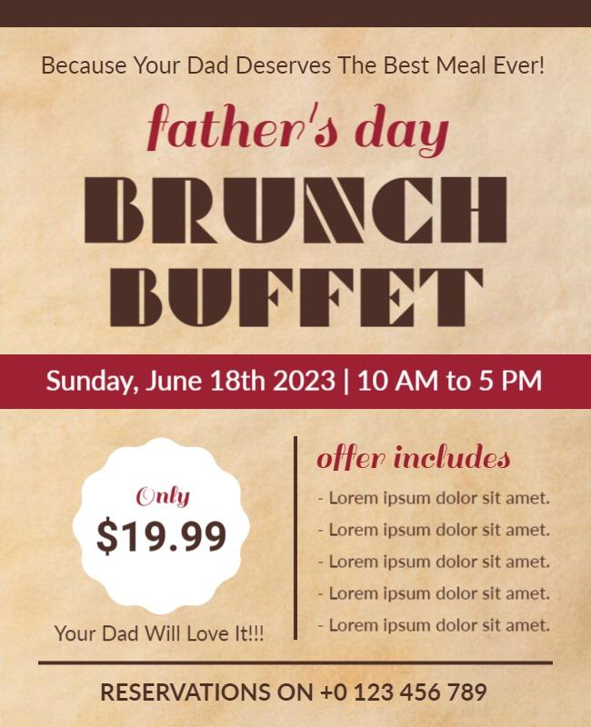 Elegant Father's Day Brunch Buffet Celebration Flyer Template