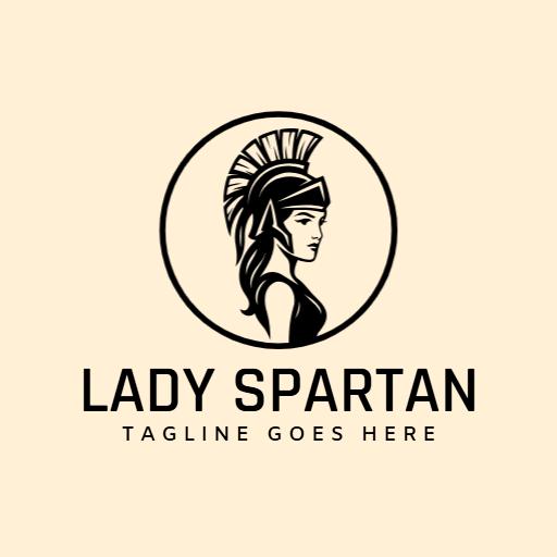 Elegant Female Spartan Warrior Design Featuring Strength Logo Template