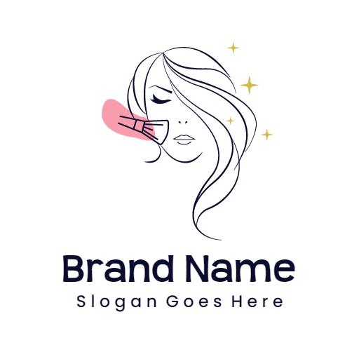 Elegant Feminine Illustration Showcasing Makeup Artistry Logo Template