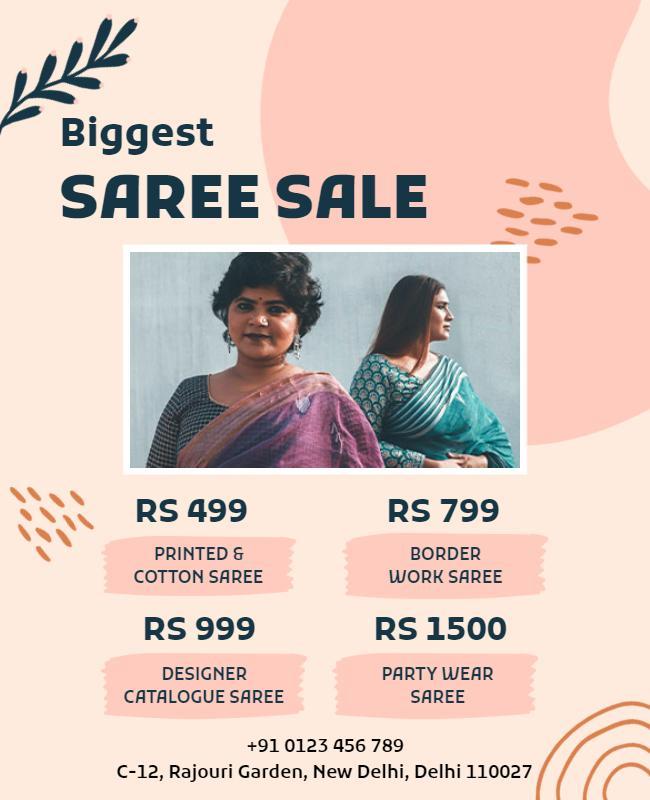 Elegant Feminine Saree Sale Promotion Poster Template
