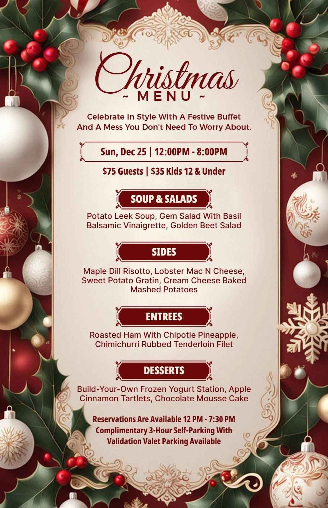 Elegant Festive Buffet Dishes and Seasonal Delights Christmas Menu Template