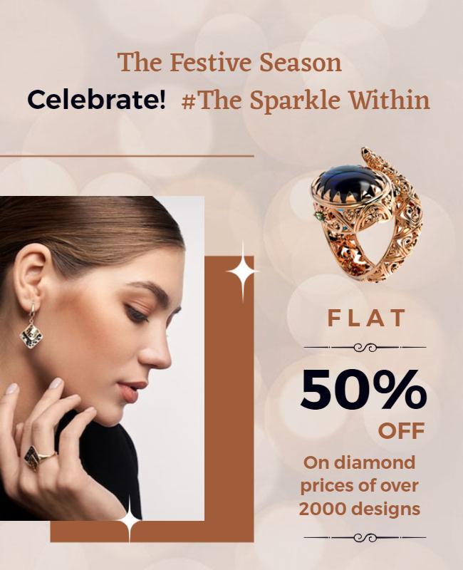 Elegant Festive Jewelry Promotion with Glamorous Sparkle Poster Template