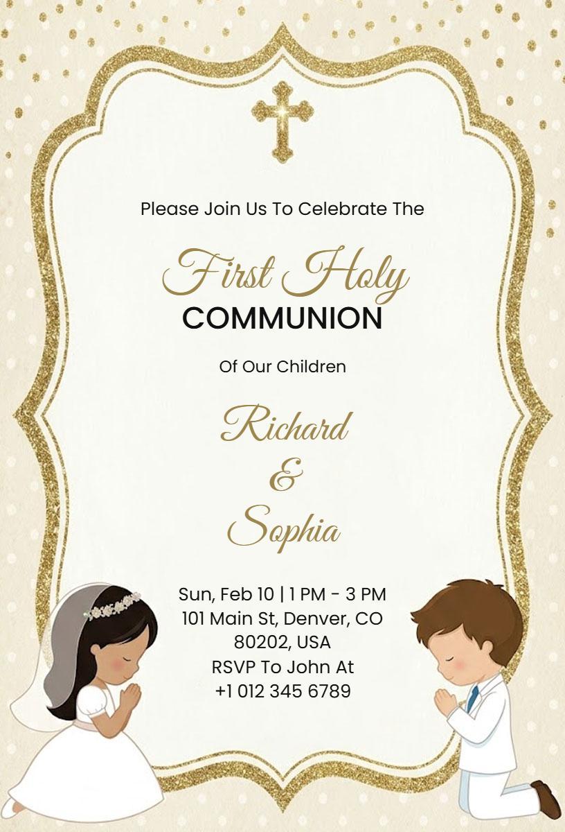 Elegant First Holy Communion Celebration Invitation Template