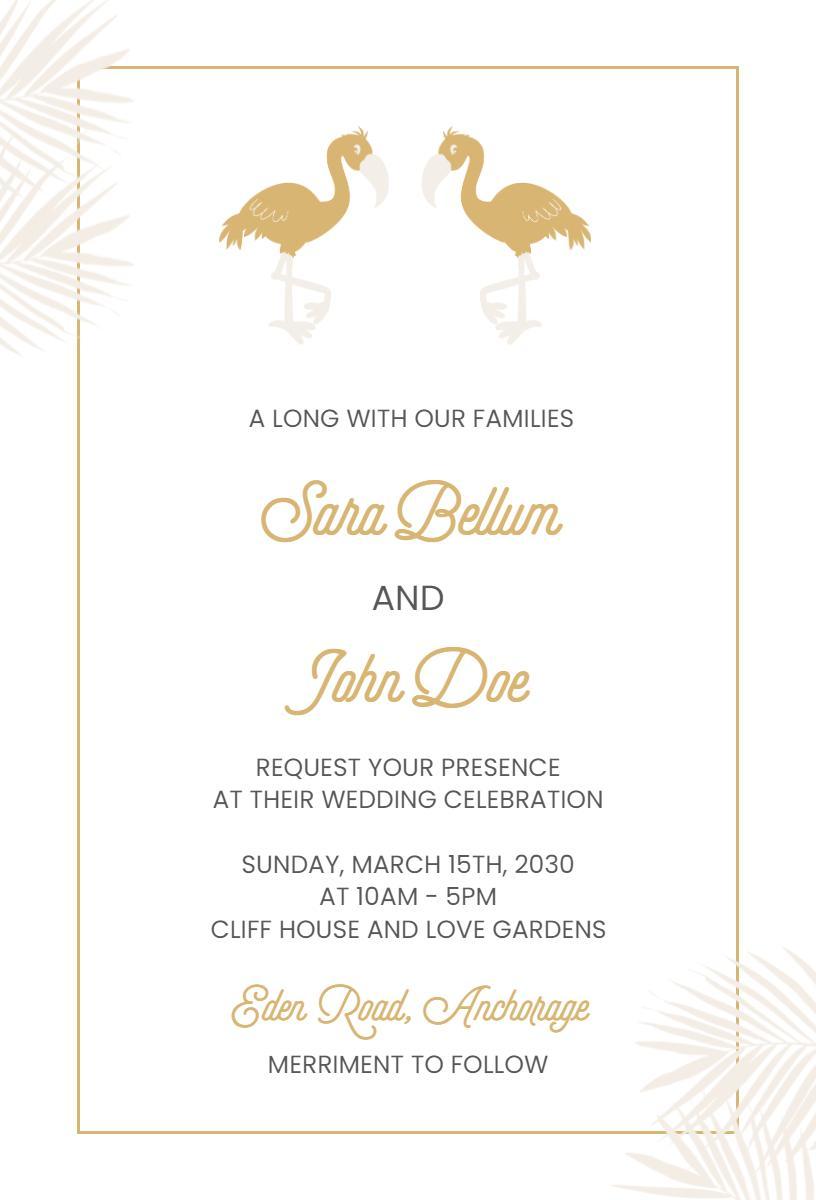 Elegant Flamingo Wedding Celebration Invitation Template