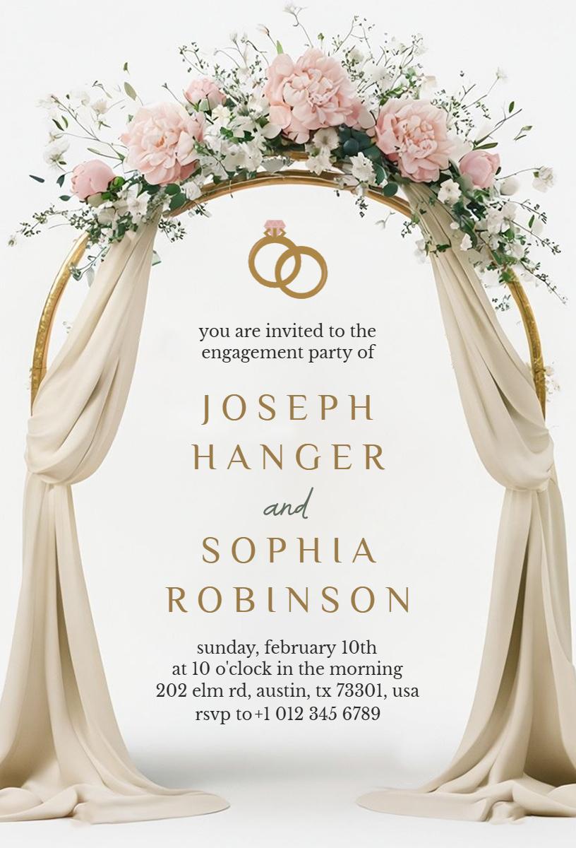 Elegant Floral Arch Engagement Celebration Invitation Template