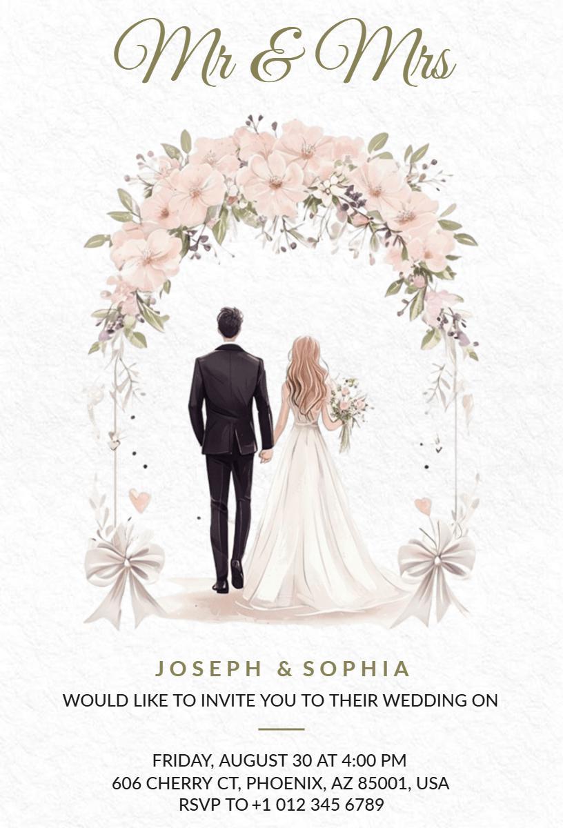 Elegant Floral Arch Wedding Celebration Invitation Template