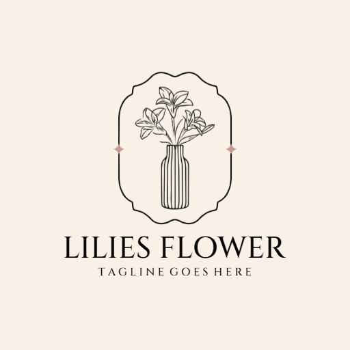 Elegant Floral Arrangement of Lilies in a Vase Logo Template