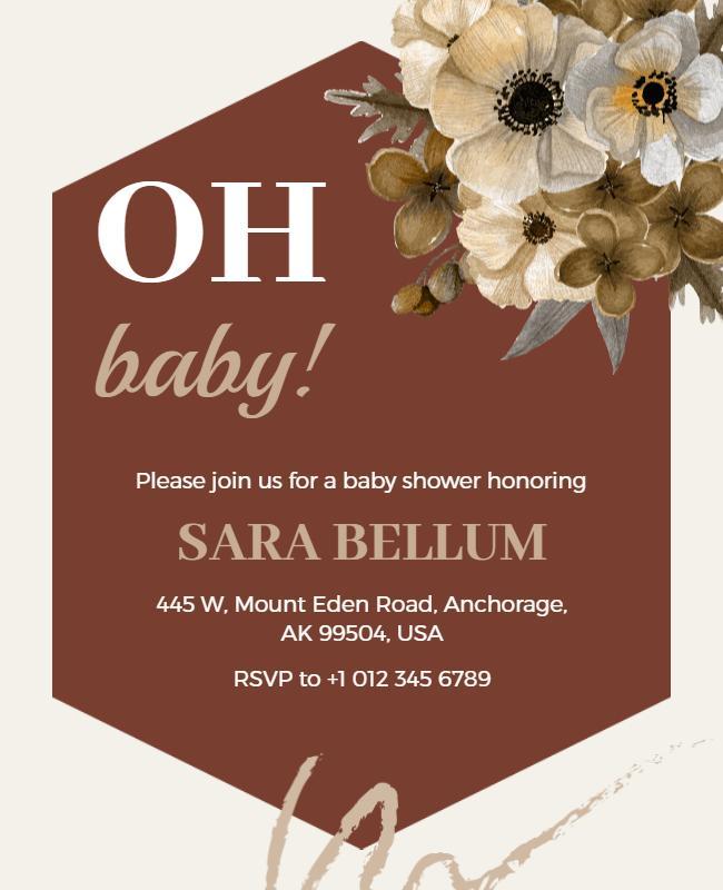 Elegant Floral Baby Shower Invitation Poster Template