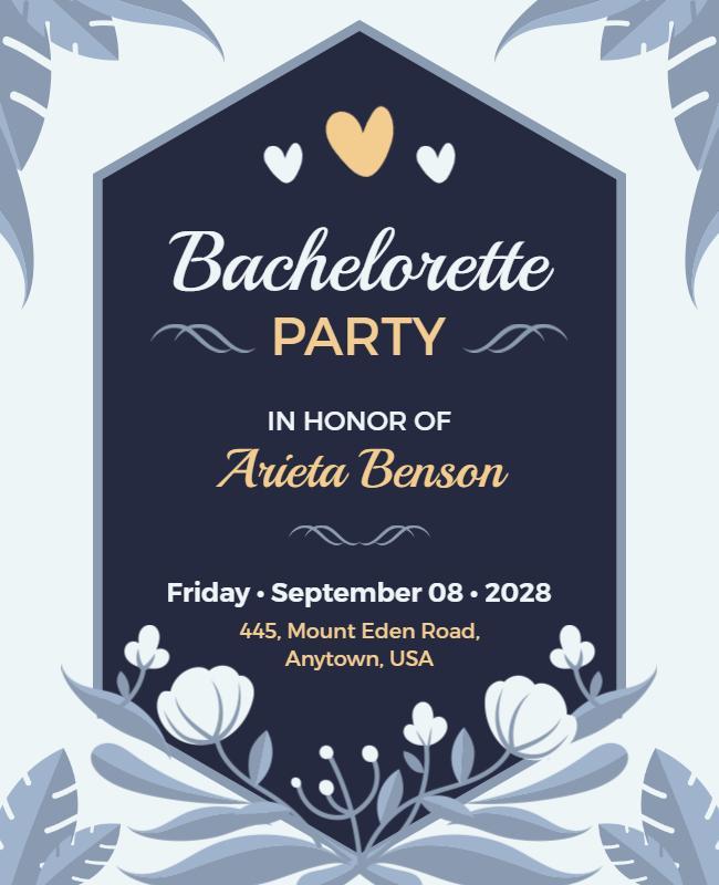 Elegant Floral Bachelorette Party Celebration Poster Template