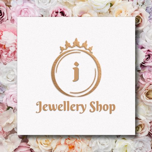 Elegant Floral Background with Gold Jewellery Shop Mockup Logo Template