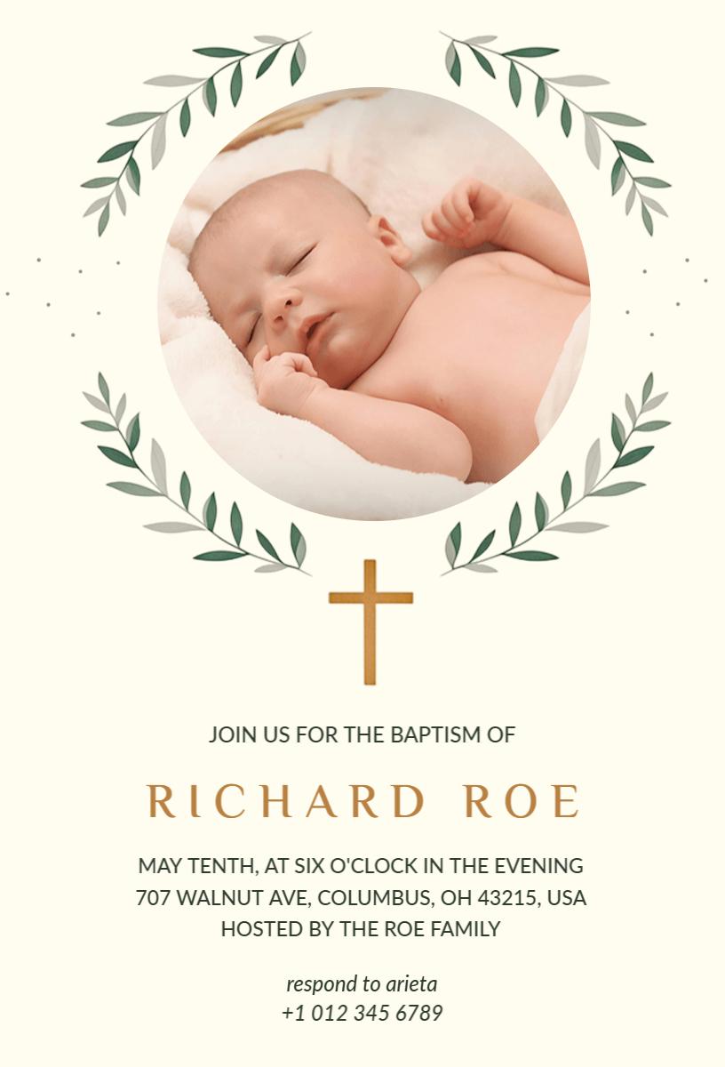 Elegant Floral Baptism Celebration Invitation Template